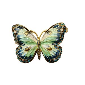 Butterfly Trinket Jewelry Proposal Ring Box Rhinestone Enamel 2 Compartment